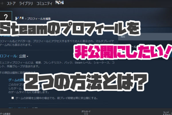 Steamのプロフィールを非公開にする2つの方法【プライバシー設定】