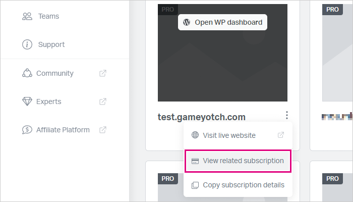 「View related subscription」をクリック